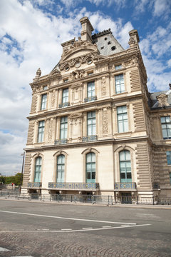 Louvre museum facade. South corner. Paris, France
