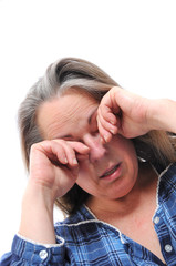 Fototapeta premium Stressed middle aged woman