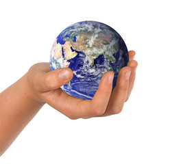 Hand with planet earth