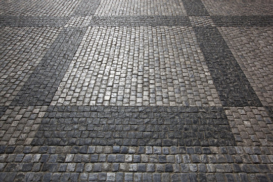 cobblestone road with pattern background