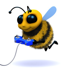 3d Bee plays a video game - 23582125