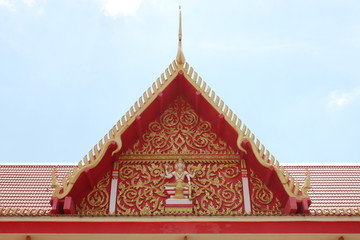 art on gable of Wat Nong Kham, Borabue, Mahasarakam