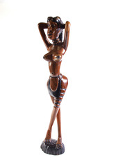 Gambian wood carving on a plaine white background.