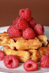 belgian waffles and raspberries