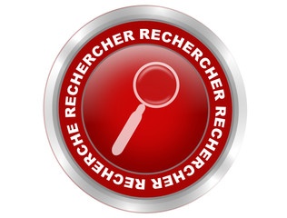 rechercher, bouton web rouge rond effet gel