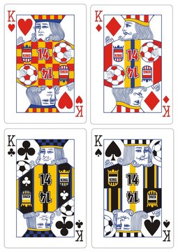 playing cards king football players