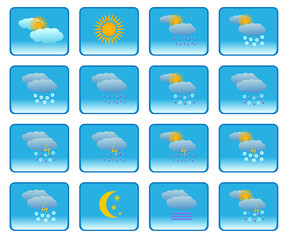 Fototapeta premium Set of icons of weather forecast elements