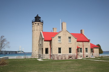 Mackinac Point Lighthouse and Bridge