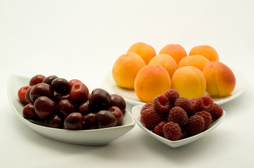 Apricots, raspberry and cherries