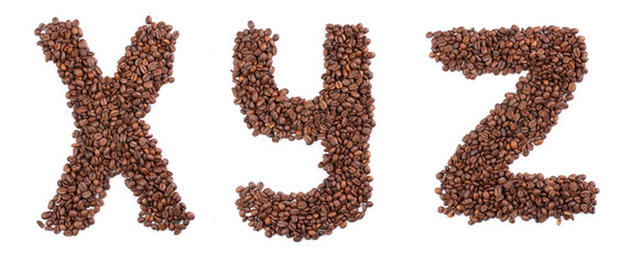 coffee letter isolated on white
