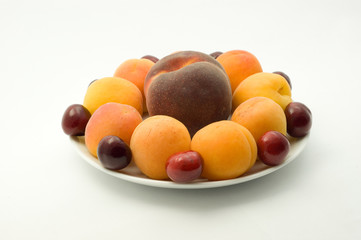 Apricots, peach and cherries