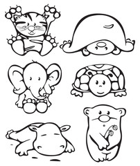 Silhouettes of animals.