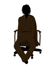 Female Executive Sitting On An Office Chair Illustration Silhouette