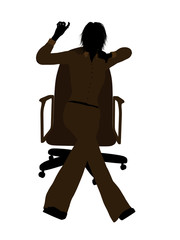 Female Executive Sitting On An Office Chair Illustration Silhouette