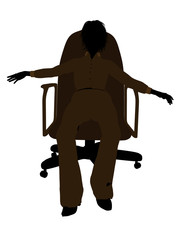 Female Executive Sitting On An Office Chair Illustration Silhouette