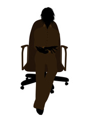 Female Executive Sitting On An Office Chair Illustration Silhouette