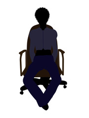 Female Executive Sitting On An Office Chair Illustration Silhouette