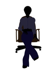Female Executive Sitting On An Office Chair Illustration Silhouette