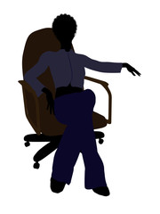 Female Executive Sitting On An Office Chair Illustration Silhouette