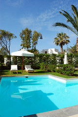 Swimming pool at luxury villa, Crete, Greece