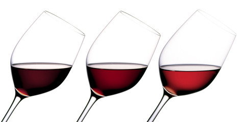 Three glasses of red wine