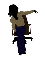 Female Executive Sitting On An Office Chair Illustration Silhouette