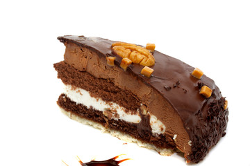 cake truffle with black chocolate sauce