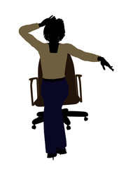 Female Executive Sitting On An Office Chair Illustration Silhouette
