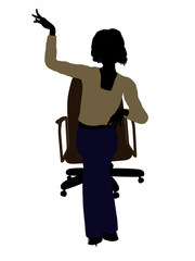 Female Executive Sitting On An Office Chair Illustration Silhouette