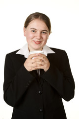 young business woman with coffee