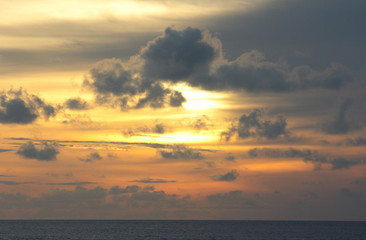 Sunset with horizon