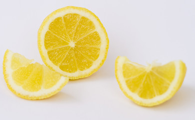 lemon slices on white