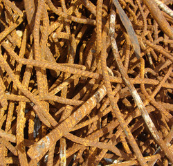 twisted crumple worn rusty metal