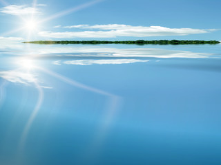 Fototapeta premium Sunrise sun sky sea island
