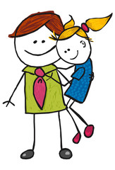 Father and little girl.