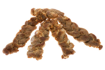fried meat isolated on white