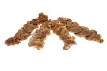 fried meat on white background