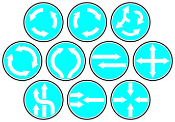 Pfeile im Kreis, geradeaus und querbeet