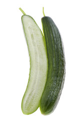Cutting cucumber close up