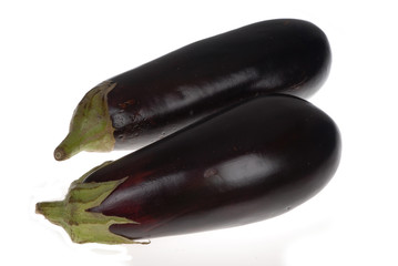 shiny fresh eggplant on a white background