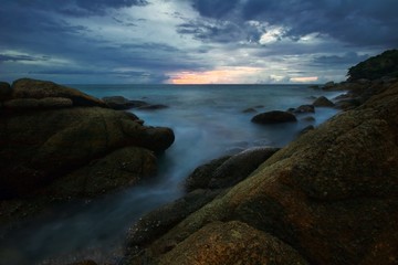 Fototapeta na wymiar After tropical sunset on the beach. Thailand