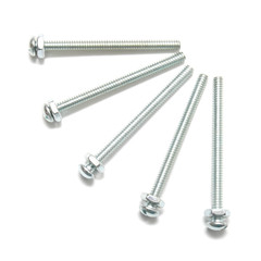 Five long bolts with nuts isolated on white