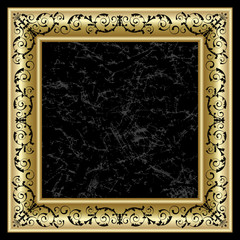 Gold frame on the black background