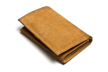 Old yellow leather wallet