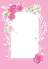 frame with white and pink flowers