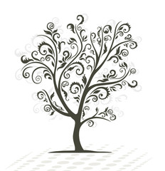 Obraz premium Decorative tree. Black silhouette.