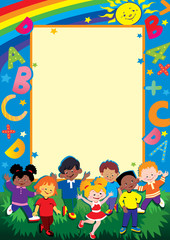 Obraz na płótnie Canvas School childhood. Place for your text. Vector art-illustration.