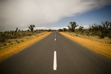 Remote desert road in the Australian wilderness
