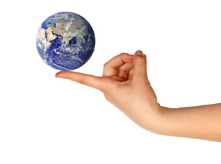 Hand with planet earth