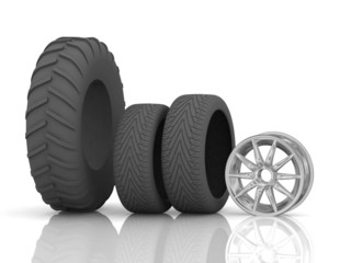 New wheels isolated on white background